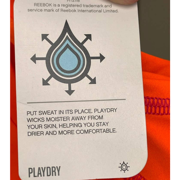 NWT Reebok PlayDry Neon Orange Active Top Sparkle Logo Small 7/8 FLAW - Picture 6 of 9